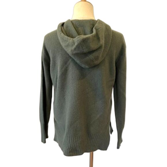 Banana Republic New Way Hi Low Green Knit Hoodie Sweater Small Merino Wool - Picture 3 of 9